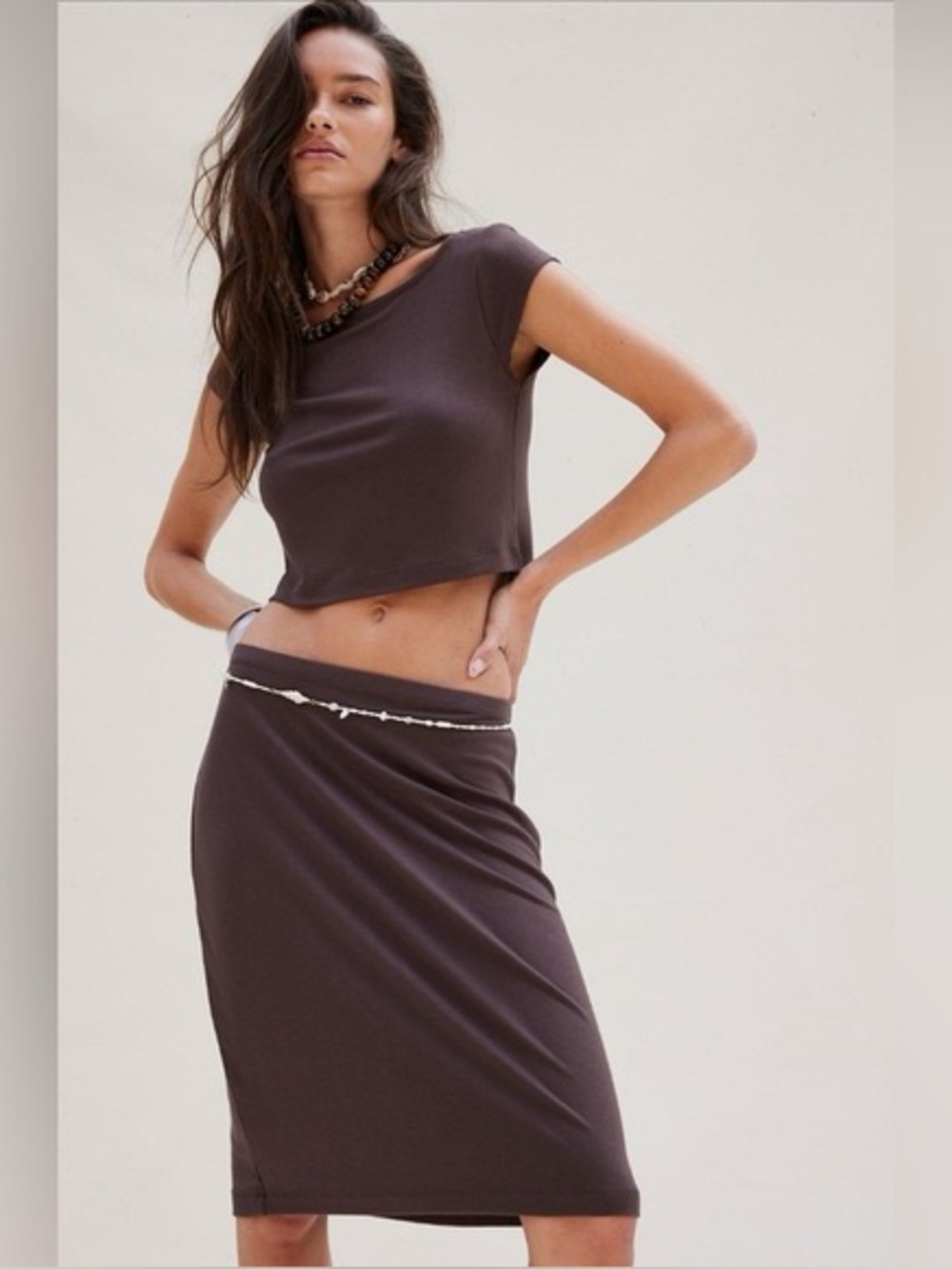 Free people good feels tee skirt set
